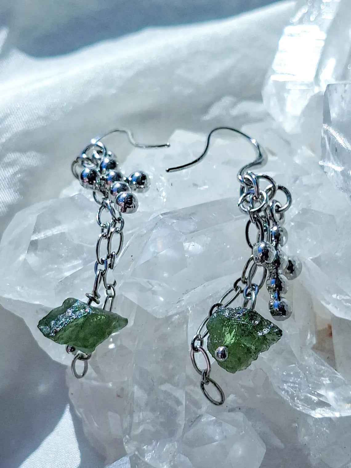 Moldavite Cross Earrings, Chlum, 0.90g
