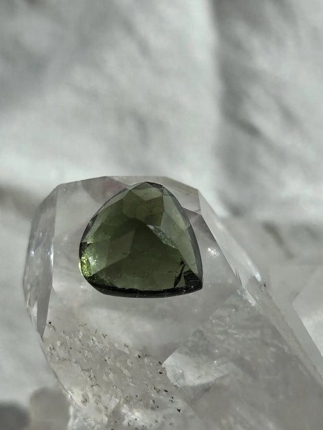 Faceted Moldavite Gemstone, Slave, 0.58g