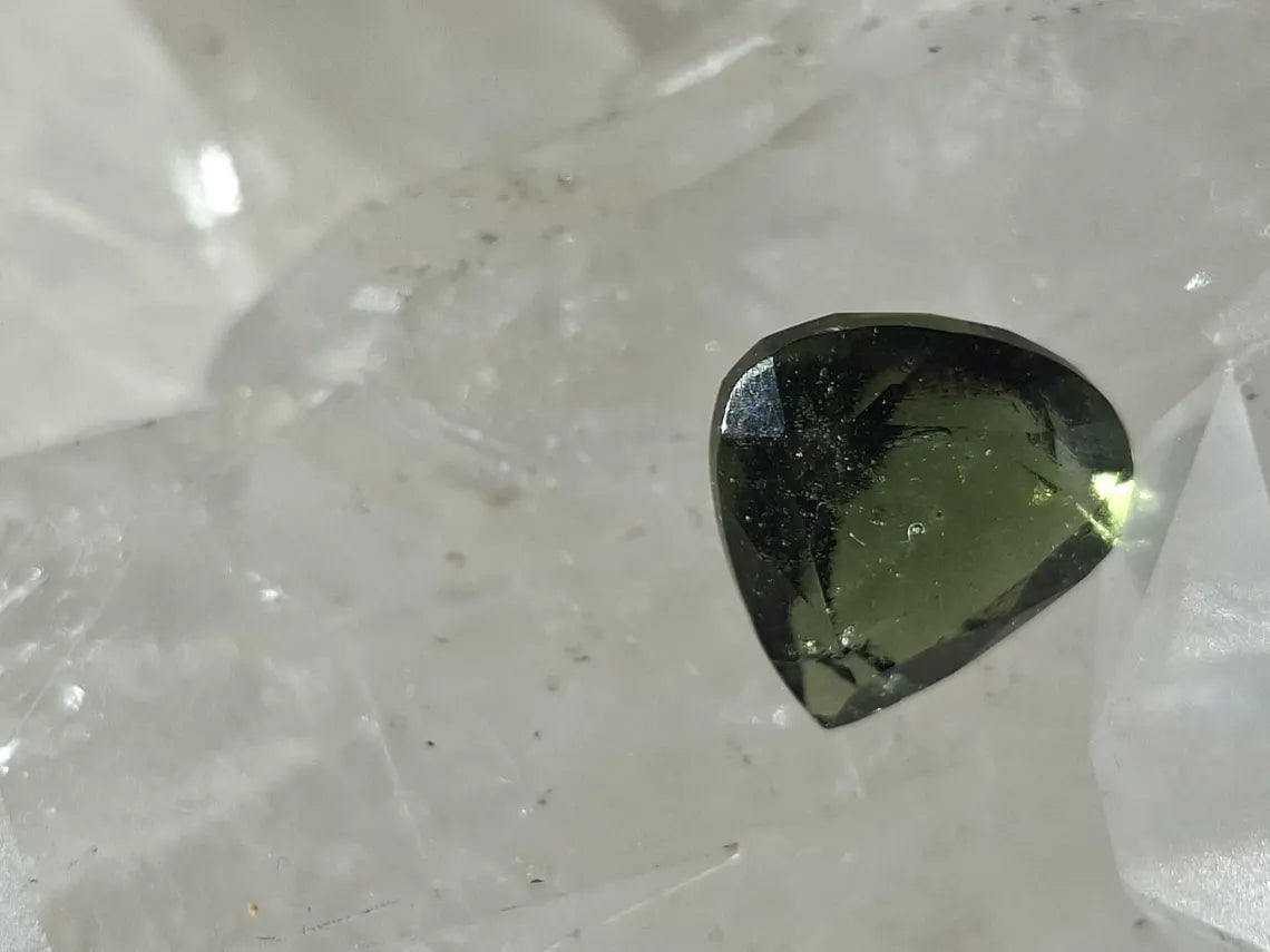 Faceted Moldavite Gemstone, Slave, 0.58g