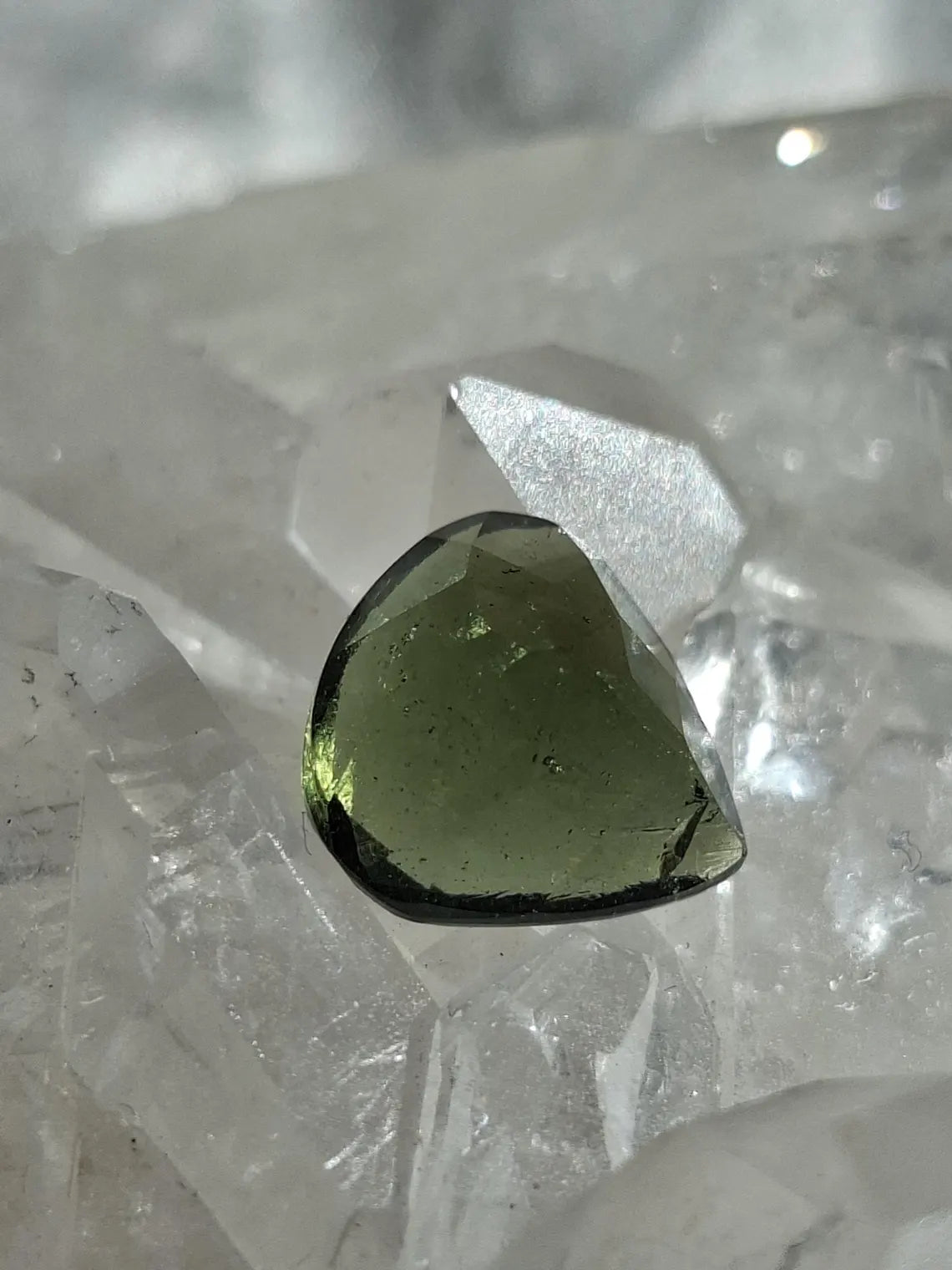 Faceted Moldavite Gemstone, Slave, 0.58g