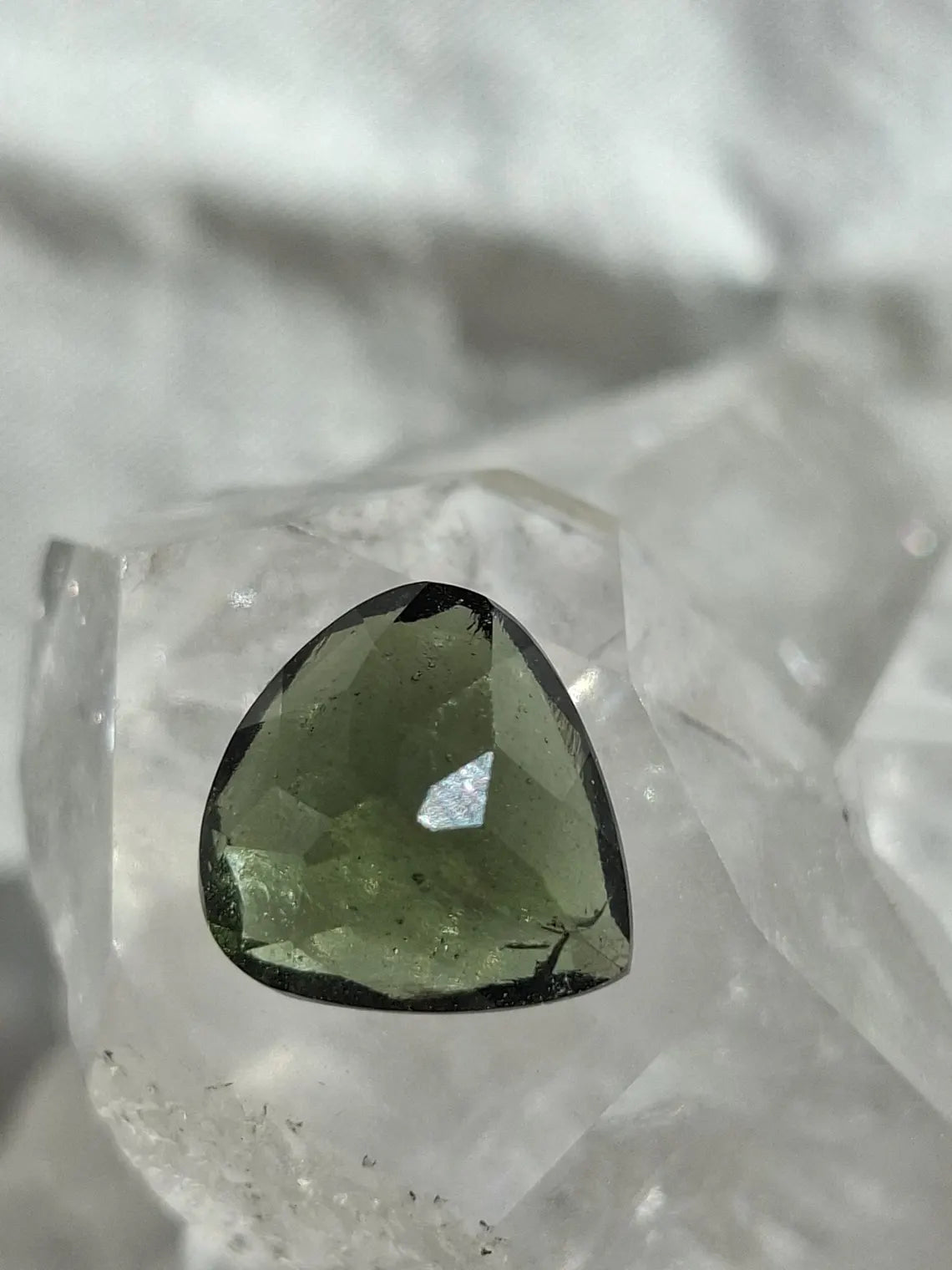 Faceted Moldavite Gemstone, Slave, 0.58g