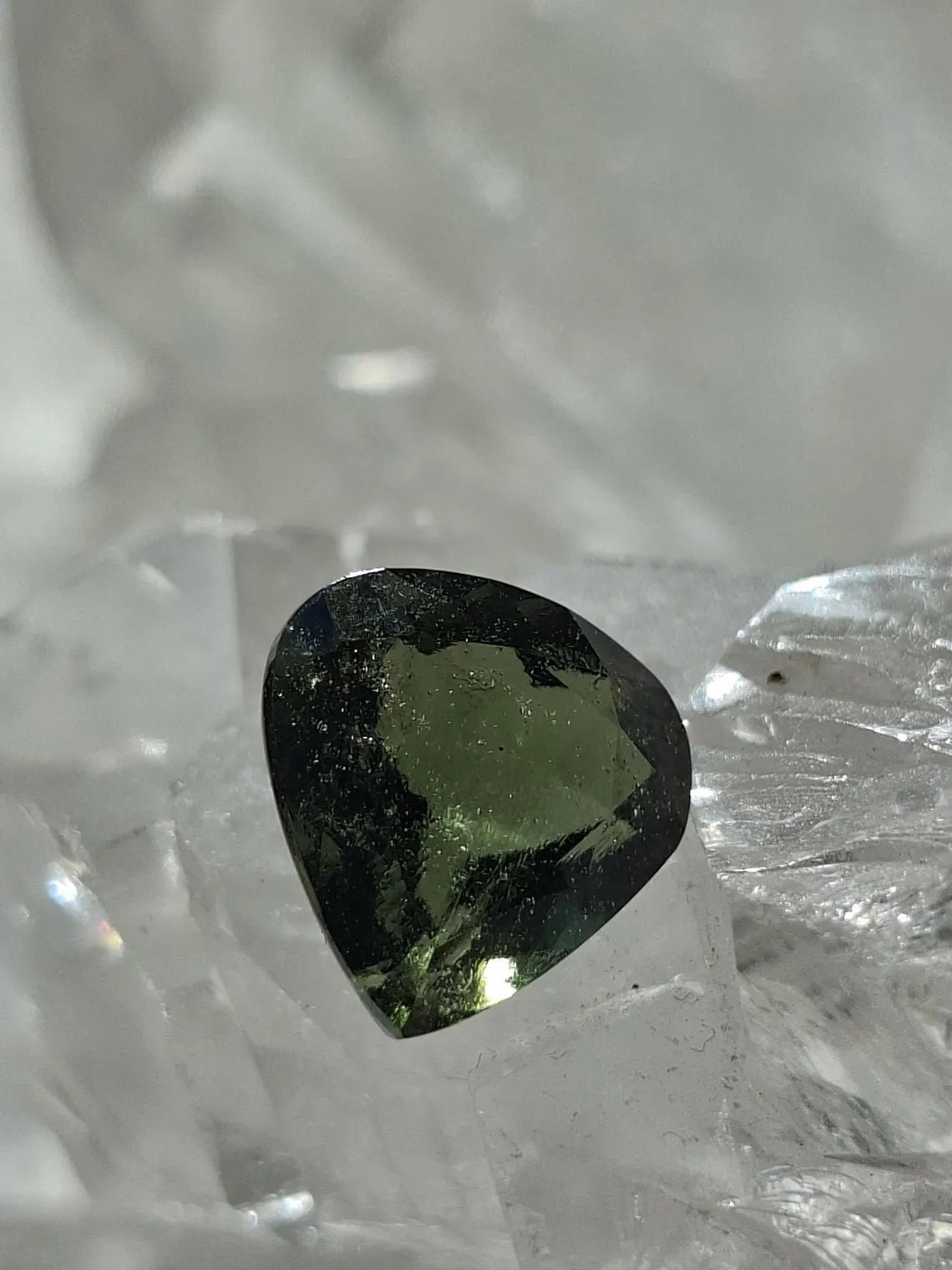 Faceted Moldavite Gemstone, Slave, 0.58g
