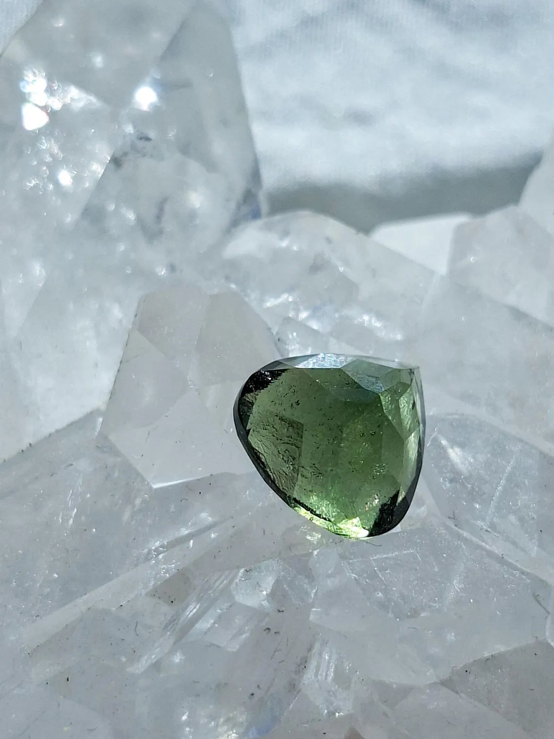 Faceted Moldavite Gemstone, Slave, 0.58g