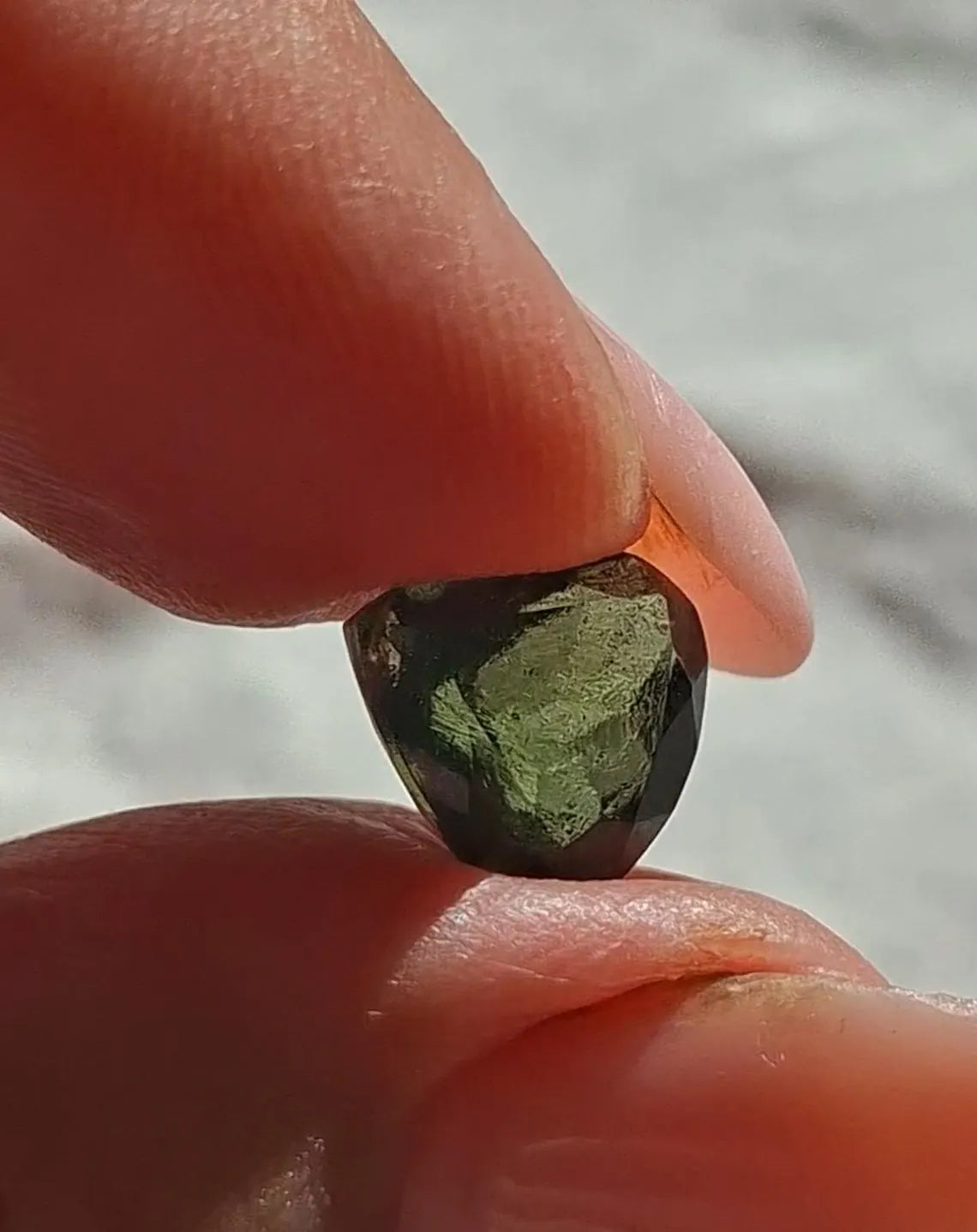 Faceted Moldavite Gemstone, Slave, 0.58g