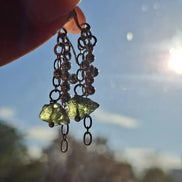Moldavite Cross Earrings, Chlum, 0.90g