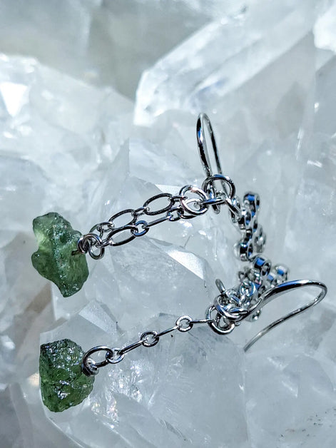 Moldavite Cross Earrings, Chlum, 0.90g
