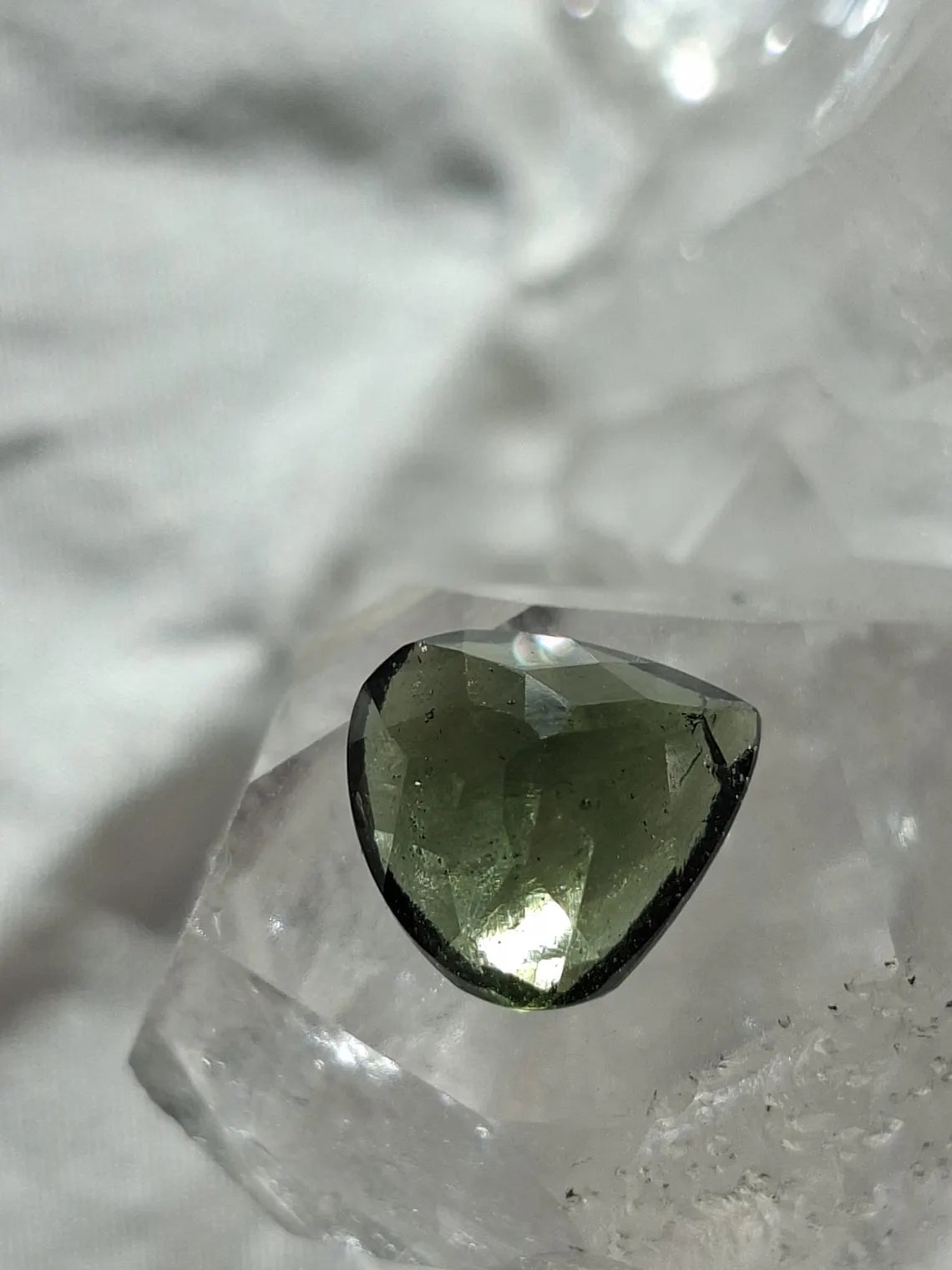 Faceted Moldavite Gemstone, Slave, 0.58g