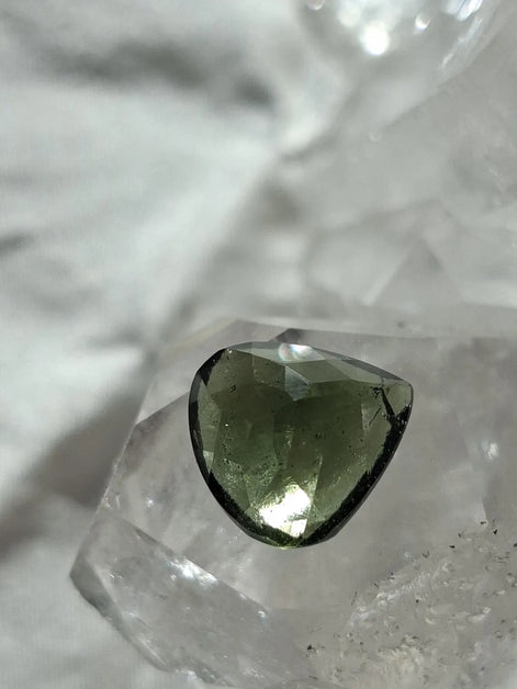 Faceted Moldavite Gemstone, Slave, 0.58g