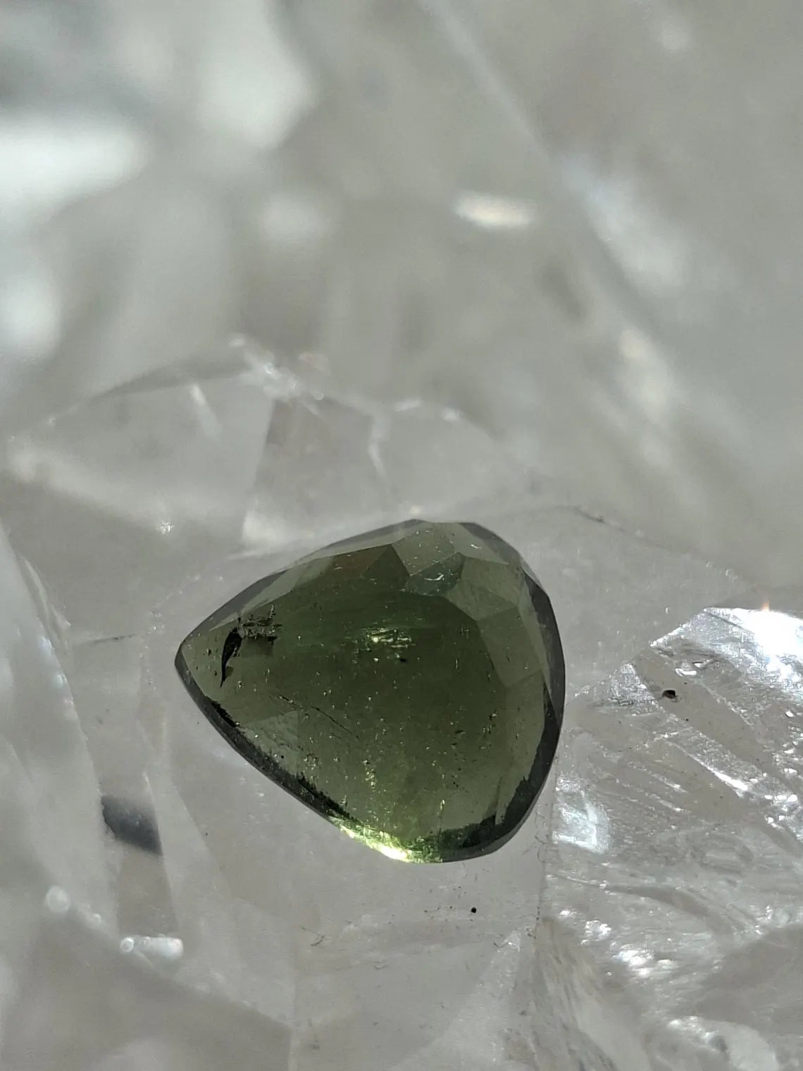 Faceted Moldavite Gemstone, Slave, 0.58g