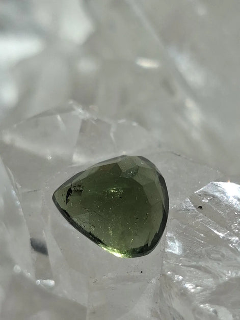 Faceted Moldavite Gemstone, Slave, 0.58g