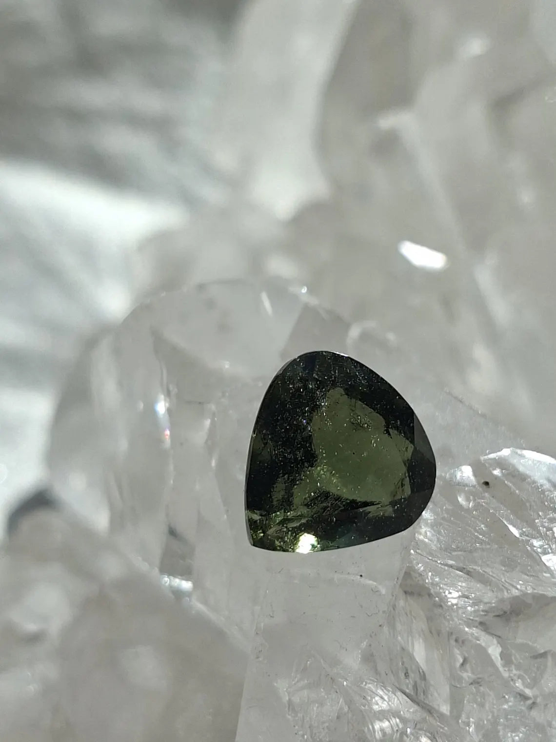 Faceted Moldavite Gemstone, Slave, 0.58g