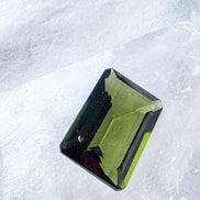 Faceted Emerald Cut Moldavite Stone, Chlum, 3.05g