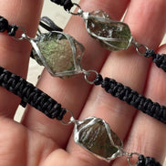 Moldavite Bracelet, Chlum, 0.8g, Black Nylon Cord