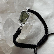 Moldavite Bracelet, Chlum, 0.8g, Black Nylon Cord