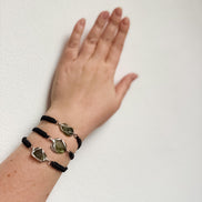 Moldavite Bracelet, Chlum, 0.8g, Black Nylon Cord