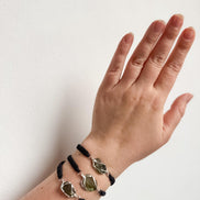 Moldavite Bracelet, Chlum, 0.8g, Black Nylon Cord
