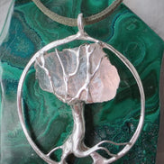 Raw Rose Quartz Tree Pendant