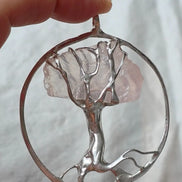 Raw Rose Quartz Tree Pendant
