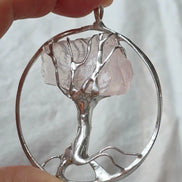 Raw Rose Quartz Tree Pendant