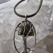 Olive-Green Moldavite Tree Pendant, Chlum, 2g