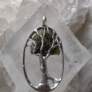 Olive-Green Moldavite Tree Pendant, Chlum, 2g