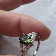 Elegant Faceted Cut Moldavite Ring, Chlum, 0.45g