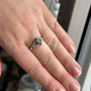 Elegant Faceted Cut Moldavite Ring, Chlum, 0.45g