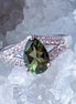 Elegant Faceted Cut Moldavite Ring, Chlum, 0.45g