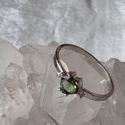 Briolette Heart Cut Moldavite Ring, Chlum, 0.25g