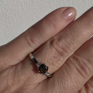 Briolette Heart Cut Moldavite Ring, Chlum, 0.25g