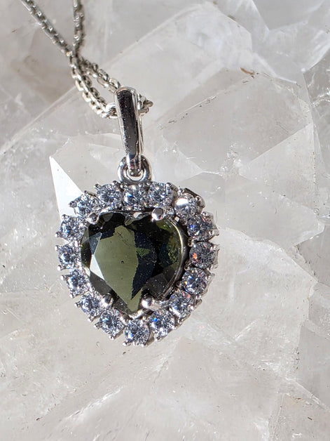 Delicate Moldavite Heart Pendant, Chlum, 0.4g