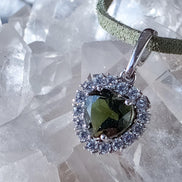 Delicate Moldavite Heart Pendant, Chlum, 0.4g
