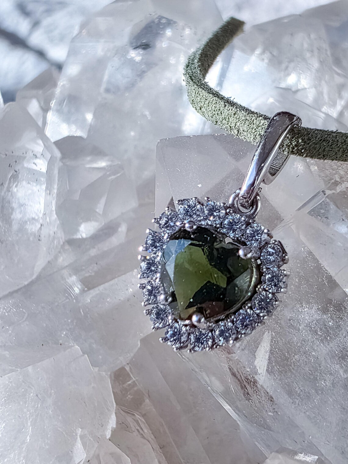 Delicate Moldavite Heart Pendant, Chlum, 0.4g