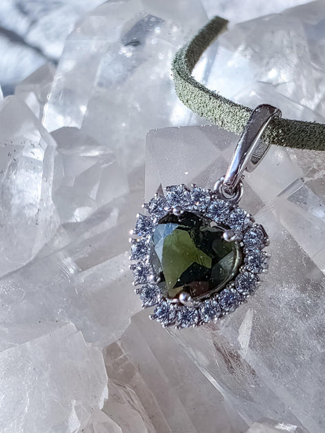 Delicate Moldavite Heart Pendant, Chlum, 0.4g