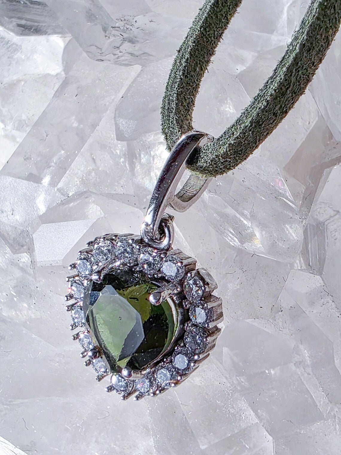 Delicate Moldavite Heart Pendant, Chlum, 0.4g