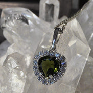 Delicate Moldavite Heart Pendant, Chlum, 0.4g