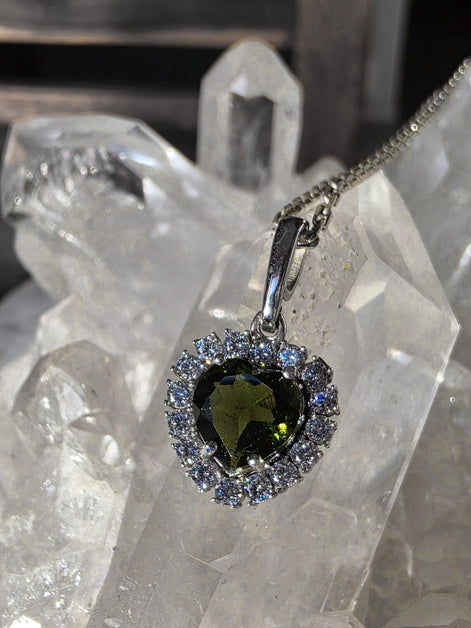 Delicate Moldavite Heart Pendant, Chlum, 0.4g