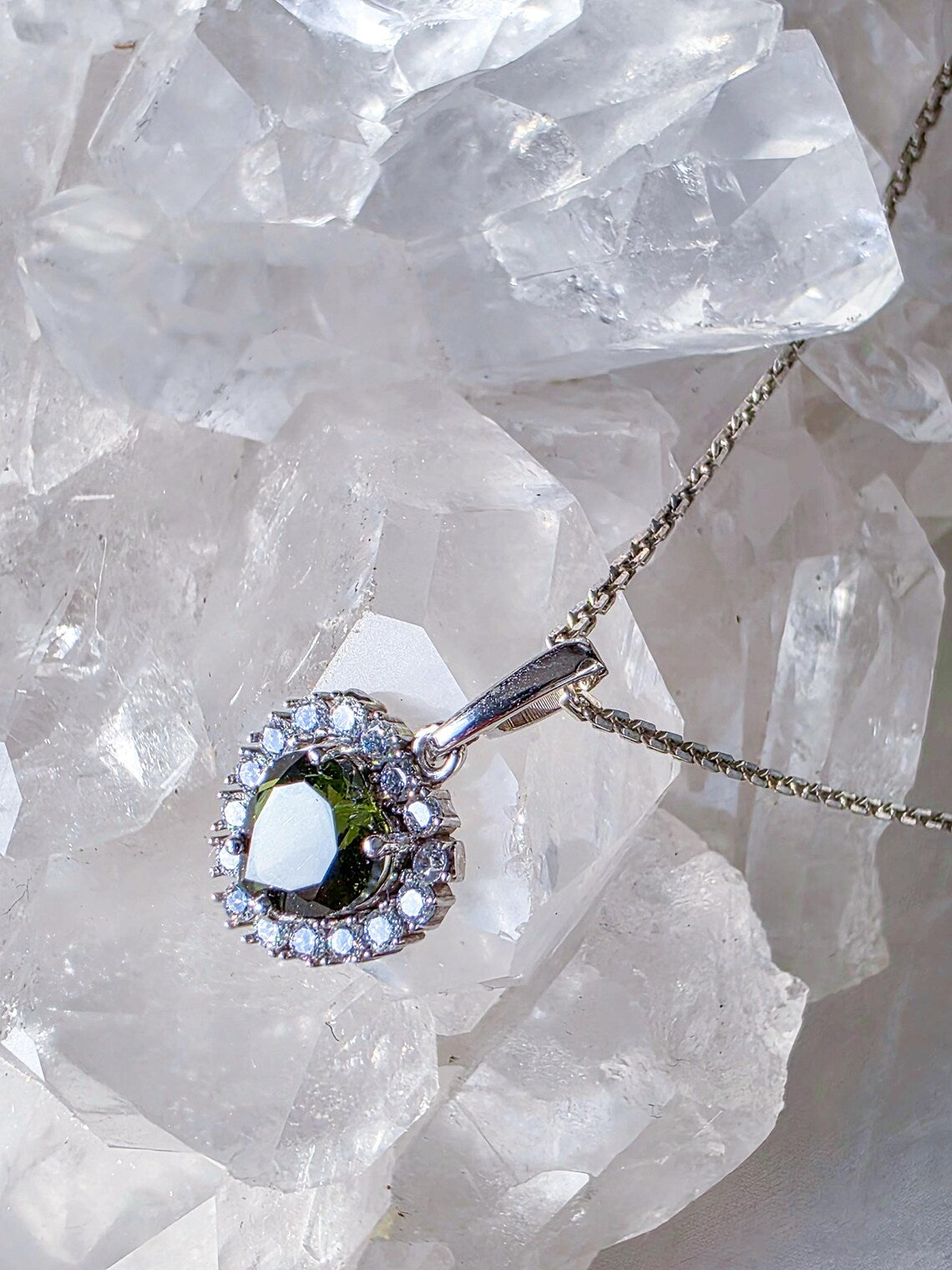 Delicate Moldavite Heart Pendant, Chlum, 0.4g