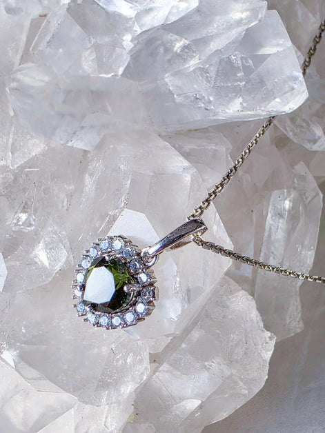 Delicate Moldavite Heart Pendant, Chlum, 0.4g