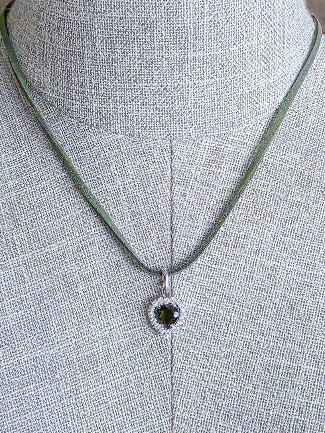 Delicate Moldavite Heart Pendant, Chlum, 0.4g