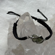 Moldavite Bracelet, Chlum, 0.8g, Black Nylon Cord
