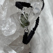 Moldavite Bracelet, Chlum, 0.8g, Black Nylon Cord