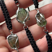 Moldavite Bracelet, Chlum, 0.8g, Black Nylon Cord