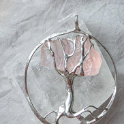 Raw Rose Quartz Tree Pendant
