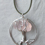 Raw Rose Quartz Tree Pendant