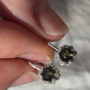 Brilliant Cut Moldavite Earrings, Chlum, 0.4g