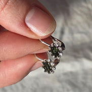 Brilliant Cut Moldavite Earrings, Chlum, 0.4g