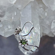 Brilliant Cut Moldavite Earrings, Chlum, 0.4g