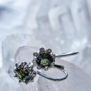 Brilliant Cut Moldavite Earrings, Chlum, 0.4g
