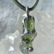 Moldavite & Herkimer Diamond Pendant, Chlum, 2.40g